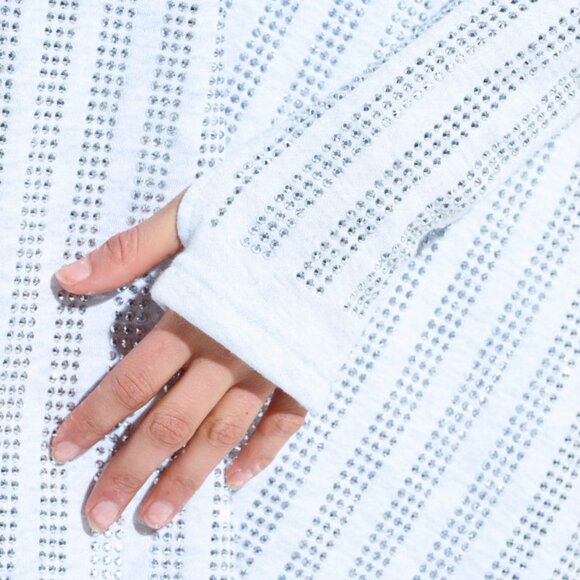 NWT AKIRA IMAGINE BLING SWEATSHIRT MINI DRESS IN GREY Size SMALL - Picture 6 of 6